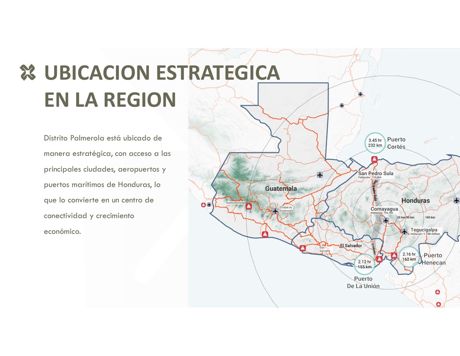 Ubicación estratégica en la región: distancias a puertos y ciudades de Honduras